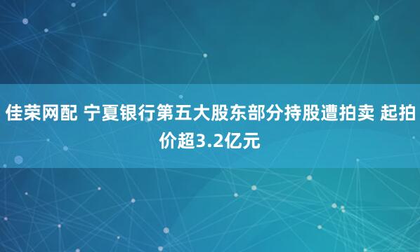 佳荣网配 宁夏银行第五大股东部分持股遭拍卖 起拍价超3.2亿元