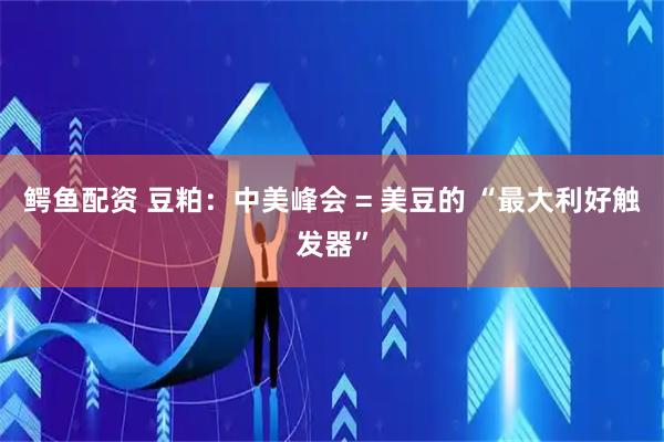 鳄鱼配资 豆粕：中美峰会 = 美豆的 “最大利好触发器”